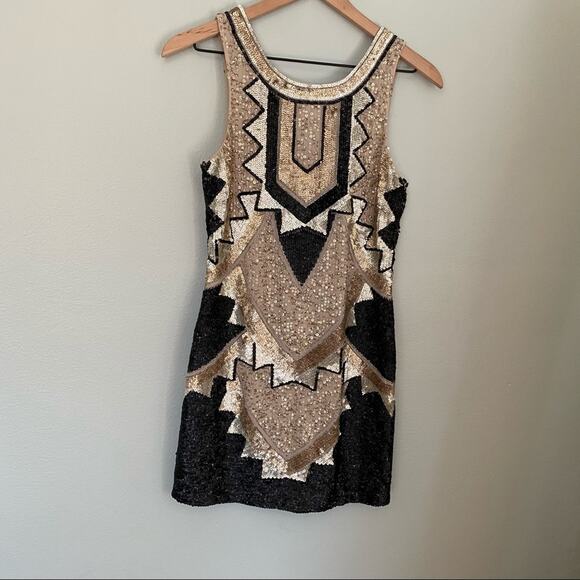 Needle & Thread Gold Sequin Mini Dress 4 - Picture 4 of 11